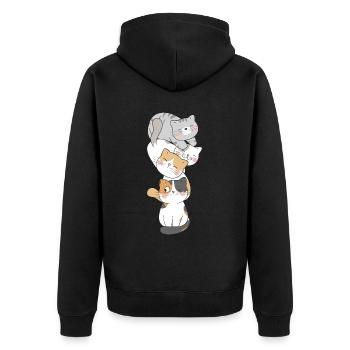 Cat Cute Kitty Stack Cats Anime Kawaii - Unisex Premium Organic Zip Hoodie - black - Back - Nico (187cm)