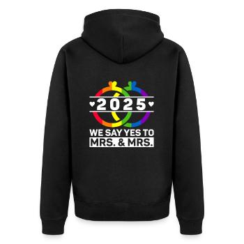 Gay Pride Lesbische Hochzeit 2025 Homo-Ehe - Unisex Premium Bio Zip Hoodie - Schwarz - Hinten - Nico (187cm)