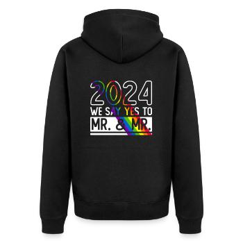 Gay Pride Hochzeit 2024 Homo-Ehe - Unisex Premium Bio Zip Hoodie - Schwarz - Hinten - Nico (187cm)