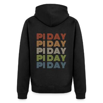 Retro Pi Day 2024 - Unisex Premium Bio Zip Hoodie - Schwarz - Hinten - Nico (187cm)