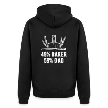 49% Baker 55% Papa Baker Dad - Unisex Premium Organic Zip Hoodie - black - Back - Nico (187cm)