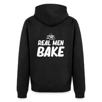 Real Men Baking Funny Baker Dad - Unisex Premium Organic Zip Hoodie - black - Back - Nico (187cm)