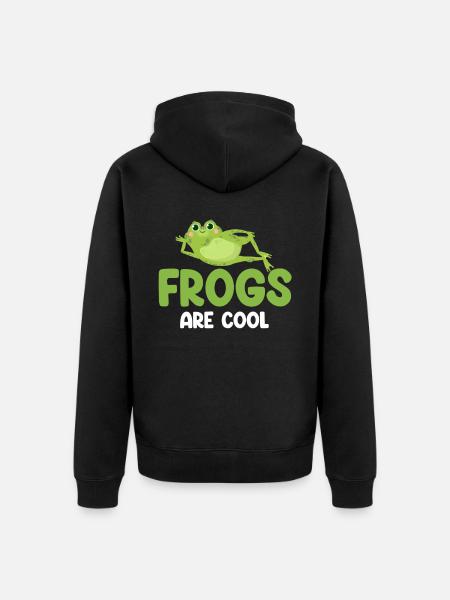 Frogs are cool frog lovers, - Unisex Premium Organic Zip Hoodie - black
