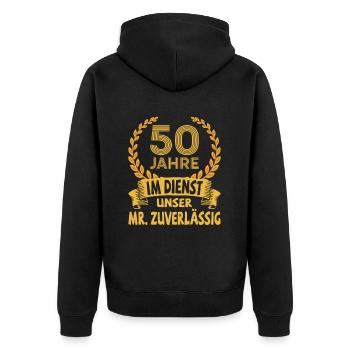 50th Anniversary Company Anniversary Gift - Unisex Premium Organic Zip Hoodie - black - Back - Nico (187cm)
