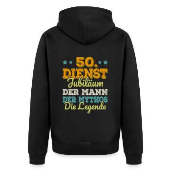 50 Jähriges Dienstjubiläum Firmenjubiläum Geschenk - Unisex Premium Bio Zip Hoodie - Schwarz - Hinten - Nico (187cm)