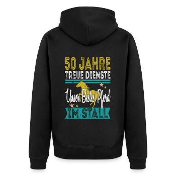 50th Anniversary Company Anniversary Gift - Unisex Premium Organic Zip Hoodie - black - Back - Nico (187cm)