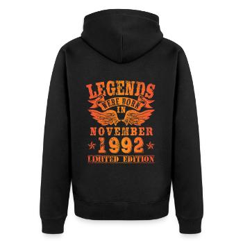 Legends sont nés en Novembre 1992 Anniversaire - Veste à capuche bio Premium Unisexe - noir - Dos - Nico (187cm)