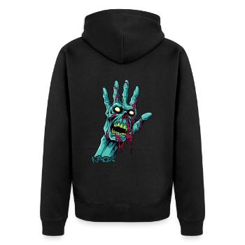 Zombie hand with skull - Unisex Premium Organic Zip Hoodie - black - Back - Nico (187cm)
