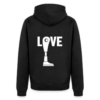 Liebe künstliche Beine Prothese Fuß Benutzer Bein - Unisex Premium Bio Zip Hoodie - Schwarz - Hinten - Nico (187cm)