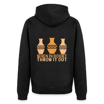 Töpfern Töpfer - Unisex Premium Bio Zip Hoodie - Schwarz - Hinten - Nico (187cm)
