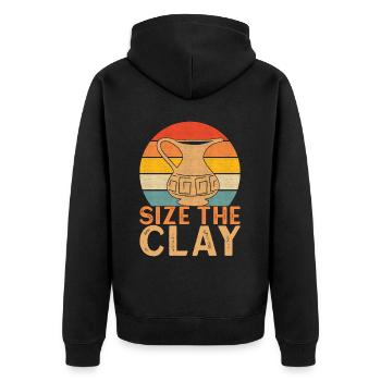 Töpfern Töpfer - Unisex Premium Bio Zip Hoodie - Schwarz - Hinten - Nico (187cm)