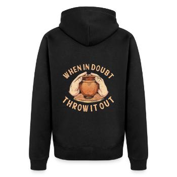 Töpfern Töpfer - Unisex Premium Bio Zip Hoodie - Schwarz - Hinten - Nico (187cm)