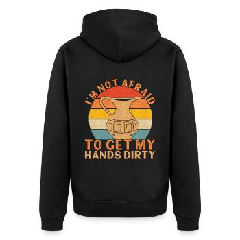 Töpfern Töpfer - Unisex Premium Bio Zip Hoodie - Schwarz - Hinten - Nico (187cm)