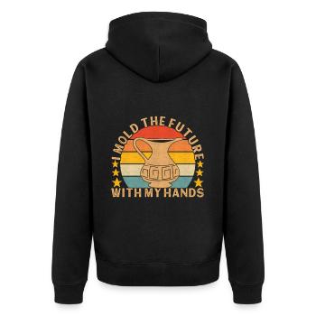Töpfern Töpfer - Unisex Premium Bio Zip Hoodie - Schwarz - Hinten - Nico (187cm)