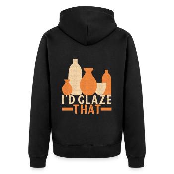 Töpfern Töpfer - Unisex Premium Bio Zip Hoodie - Schwarz - Hinten - Nico (187cm)