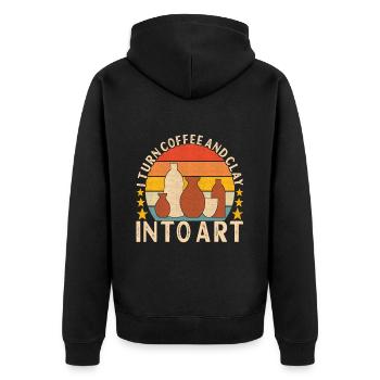 Töpfern Töpfer - Unisex Premium Bio Zip Hoodie - Schwarz - Hinten - Nico (187cm)