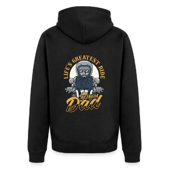 Motorrad Biker Motorbike Motorcycle Dad - Unisex Premium Bio Zip Hoodie - Schwarz - Hinten - Nico (187cm)