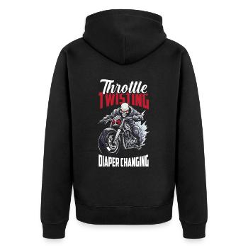 Motorrad Biker Motorbike Motorcycle Dad - Unisex Premium Bio Zip Hoodie - Schwarz - Hinten - Nico (187cm)