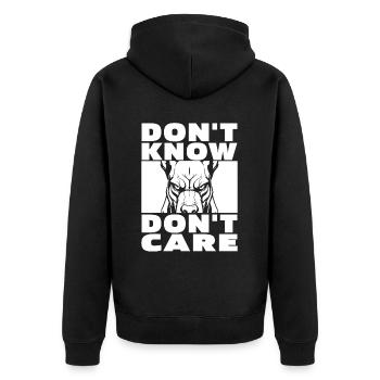 Doberman Drôle Ne Pas Savoir Ne Pas Se Soucier - Veste à capuche bio Premium Unisexe - noir - Dos - Nico (187cm)