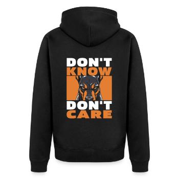 Doberman Drôle Ne Pas Savoir Ne Pas Se Soucier - Veste à capuche bio Premium Unisexe - noir - Dos - Nico (187cm)