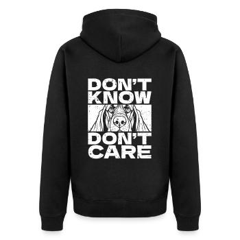 Bassett Chien Drôle Ne Pas Savoir Ne Pas Se Soucier - Veste à capuche bio Premium Unisexe - noir - Dos - Nico (187cm)