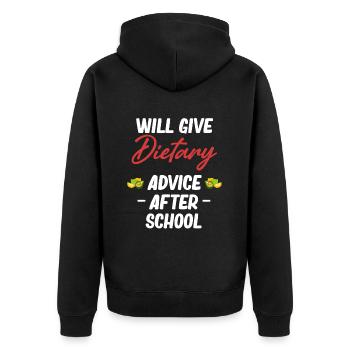Will give nutrition tips after school - Unisex Premium Organic Zip Hoodie - black - Back - Nico (187cm)