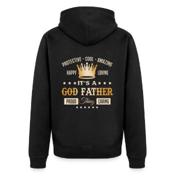 Protecteur, cool, incroyable, c’est un truc de parrain - Veste à capuche bio Premium Unisexe - noir - Dos - Nico (187cm)