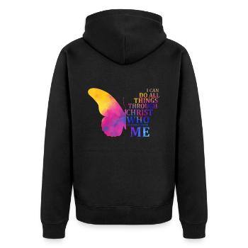 Je peux tout faire par Christ Butterfly - Veste à capuche bio Premium Unisexe - noir - Dos - Nico (187cm)