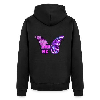 Je peux tout faire par Christ Butterfly - Veste à capuche bio Premium Unisexe - noir - Dos - Nico (187cm)