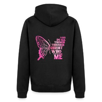 Je peux tout faire par Christ Butterfly - Veste à capuche bio Premium Unisexe - noir - Dos - Nico (187cm)