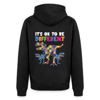 Autismus Awareness Day Autist Geschenk - Unisex Premium Bio Zip Hoodie - Schwarz - Hinten - Nico (187cm)