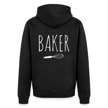 Bäcker Bäckerein Backwaren Backen Geschenk - Unisex Premium Bio Zip Hoodie - Schwarz - Hinten - Nico (187cm)