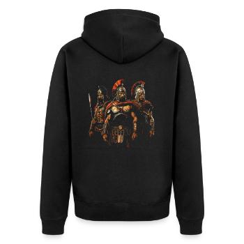 Trojanischer Krieg Krieger Antikes Griechenland Griechische Mythologie - Unisex Premium Bio Zip Hoodie - Schwarz - Hinten - Nico (187cm)