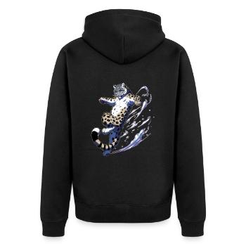Schneeleopard Leopard Weißer Leopard - Unisex Premium Bio Zip Hoodie - Schwarz - Hinten - Nico (187cm)