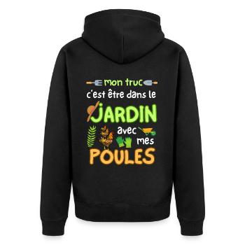 My Garden and My Chickens Gift from the Amate Gardener - Unisex Premium Organic Zip Hoodie - black - Back - Nico (187cm)