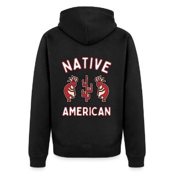 Native American Rock Painting Dancers - Unisex Premium Organic Zip Hoodie - black - Back - Nico (187cm)