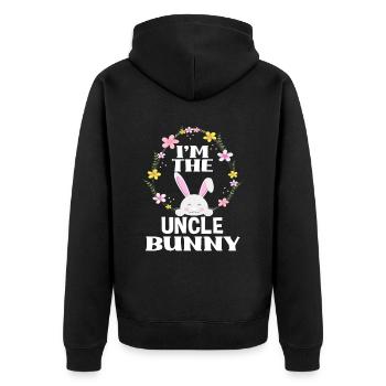 Ich Bin Onkel Osterhase Blumenkranz Ostern - Unisex Premium Bio Zip Hoodie - Schwarz - Hinten - Nico (187cm)