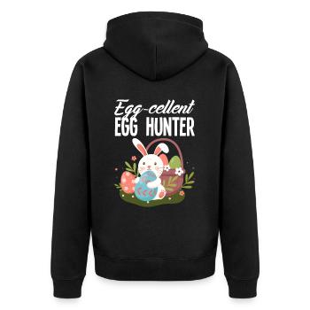 Wunderbarer Eier Jäger Osterhase Ostern - Unisex Premium Bio Zip Hoodie - Schwarz - Hinten - Nico (187cm)