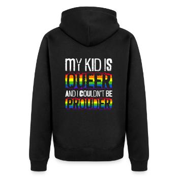 Gay Pride Proud Parents Gay Son - Unisex Premium Organic Zip Hoodie - black - Back - Nico (187cm)