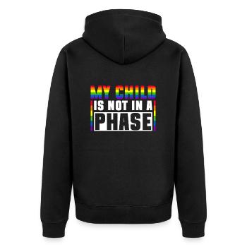 Schwulenstolz Stolze Eltern Schwuler Sohn - Unisex Premium Bio Zip Hoodie - Schwarz - Hinten - Nico (187cm)