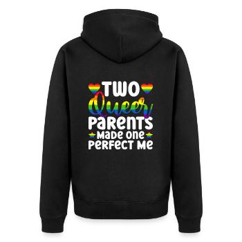 Gay Pride Queer Eltern Homo-Ehe - Unisex Premium Bio Zip Hoodie - Schwarz - Hinten - Nico (187cm)