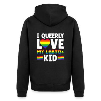 Schwulenstolz Stolze Eltern Schwuler Sohn - Unisex Premium Bio Zip Hoodie - Schwarz - Hinten - Nico (187cm)