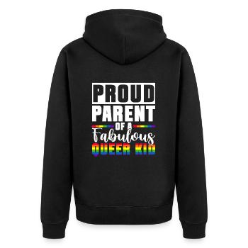 Schwulenstolz Stolze Eltern Schwuler Sohn - Unisex Premium Bio Zip Hoodie - Schwarz - Hinten - Nico (187cm)
