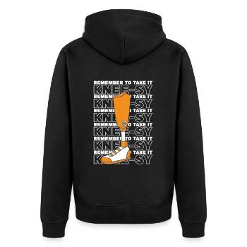 Denken Sie daran, es zu nehmen Kniebeugen künstliche Beine Bein - Unisex Premium Bio Zip Hoodie - Schwarz - Hinten - Nico (187cm)