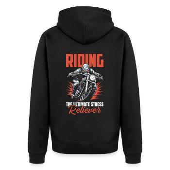 Motorrad Biker Moto Moto Thérapie - Veste à capuche bio Premium Unisexe - noir - Dos - Nico (187cm)