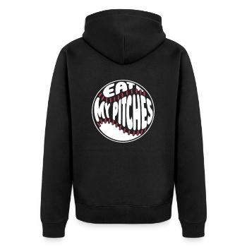 Baseball Witzig - Unisex Premium Bio Zip Hoodie - Schwarz - Hinten - Nico (187cm)