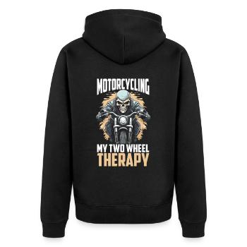 Motorrad Biker Moto Moto Thérapie - Veste à capuche bio Premium Unisexe - noir - Dos - Nico (187cm)