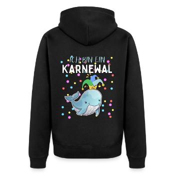Karnewal - Lustiges Karneval Fasnacht Fasching - Unisex Premium Bio Zip Hoodie - Schwarz - Hinten - Nico (187cm)