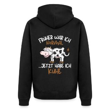 J’AVAIS L’HABITUDE D’ÊTRE NORMALMAINTENANT J’AI DES VACHES Des choses drôles - Veste à capuche bio Premium Unisexe - noir - Dos - Nico (187cm)