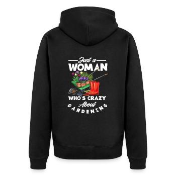 Garten Frau Gärtnerin - Unisex Premium Bio Zip Hoodie - Schwarz - Hinten - Nico (187cm)